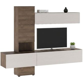 Dmora Parete Attrezzata Isola, Mobile Soggiorno Modulabile, 6 Ante, set Componibile, Marrone Noce