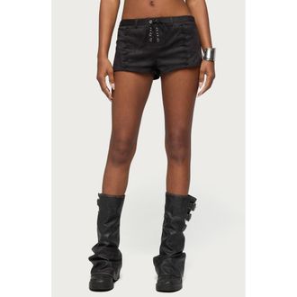 Edikted Sloane Faux Suede Micro Shorts in Dark-Gray at Nordstrom, Size X-Small