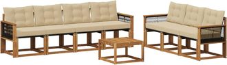 vidaXL Conjunto De Sof&aacute;s De Exterior 8 Uds. Natural Y Beige Vidaxl
