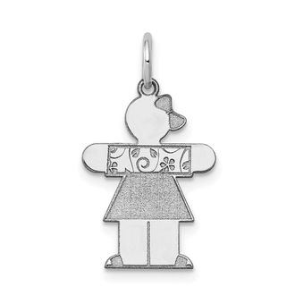 Diamond2Deal 14k White Gold The Kids Small Floral Dress Girl Engravable Hugs Charm Pendant