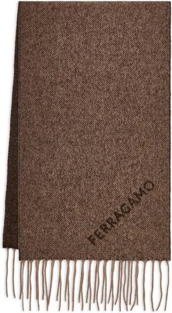 Ferragamo jacquard fringed scarf - women - Virgin Wool/Silk - One Size - Brown