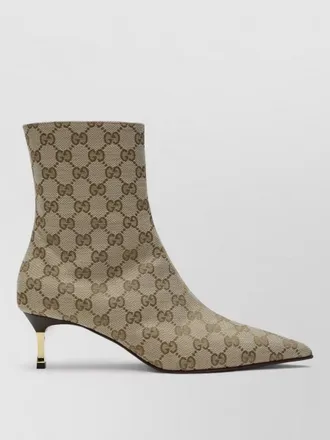 Gucci kitten heel pointed toe leather boots