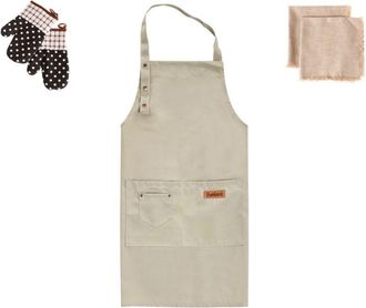 Beliani Beliani - Conjunto De Textiles De Cocina Delantal Guantes De Horno Pa&ntilde;os De Cocina Beige Pisum