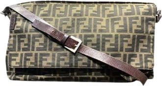 Fendi Pre-owned Cross Body Bags, female, Multicolor, Size: ONE SIZE Pre-owned Mamma Baguette Canvas Leather Shoulder Bag