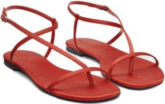 Reformation Pina Flat Sandal in Poppy Satin at Nordstrom, Size 10.5