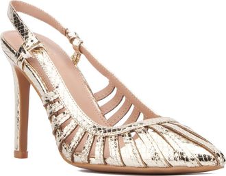New York & Company Magdalene Croc Embossed Slingback Pump in Gold at Nordstrom Rack, Size 7.5