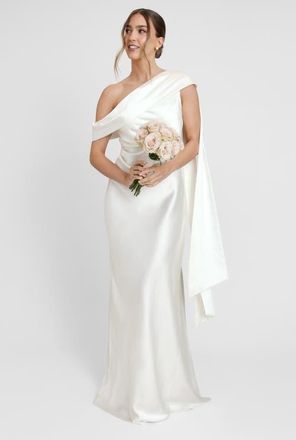 Six Stories Drape One Shoulder Bridesmaid Dress in Ivory at Nordstrom, Size 10