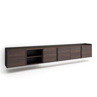 Skraut Home Skraut Home - Mueble Tv, Televisi&oacute;n, Muebles De Sal&oacute;n, Almacenaje, 309x35x50cm, Para Tv Hasta 80, Colgado, Suspendido, Led, Estilo Moderno, Roble Oscu