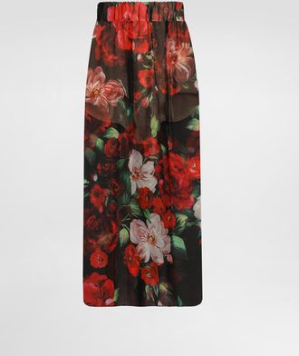 Dolce & Gabbana Rose-print Chiffon Calf-length Skirt - Woman Skirts Print 42