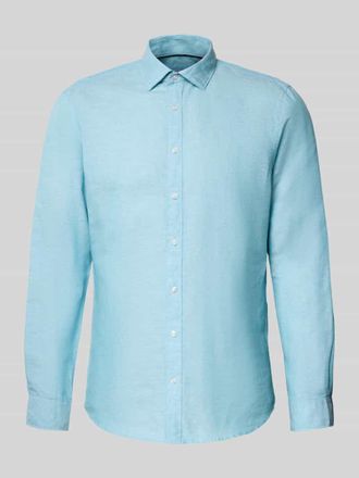 Jake*s Regular Fit Freizeithemd aus Leinen-Mix in Aqua, Gr&ouml;&szlig;e XXL