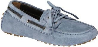 Brunello Cucinelli Womens Blue Leather Moccassin Shoe