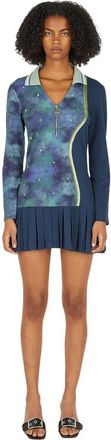 Ahluwalia Studio Shakti Pleated Dress - Dames - Shirt Kleedjes - Blauw - M - Katoen - Kleedjes
