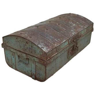 Wanderlust Deco Maleta De Metal Acabado Artesanal Azul 67x37x25h Cm