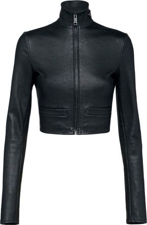 Prada cropped nappa leather jacket - women - Leather - 40 - Black