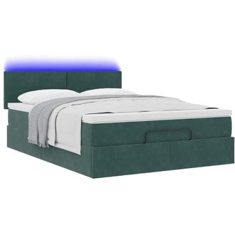 vidaXL Estructura De Cama Otomana Con Colch&oacute;n Verde Oscuro 140x200 Cm Vidaxl