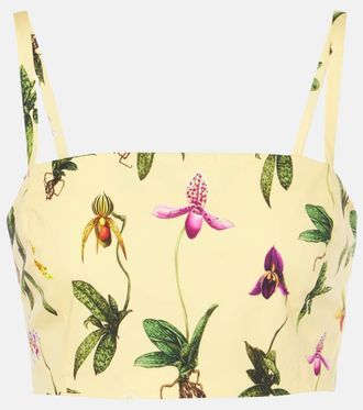 Oscar De La Renta Top cropped in popeline di misto cotone