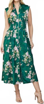 Fate Kenzie Zip Front Floral Dress In Green / Pink
