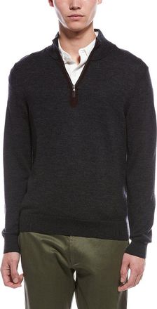 Bruno Magli Plaited 1/4-Zip Merino Wool Mock Neck Sweater
