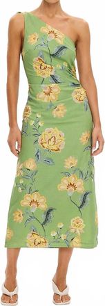 Kivari Eve One Shoulder Midi Dress In Green