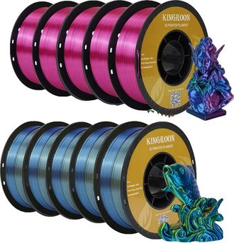 OEM Filamento Para Impresora 3d, Pla Premium, Rollo De 1 Kg, 5 Filamentos Rojos Y 5 Azules Con Acabado Satinado