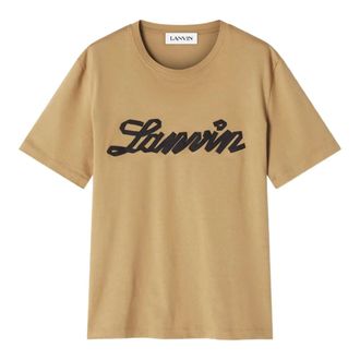 Lanvin Embroidered Logo T-Shirt - male - Lanvin - T-Shirts - Beige - XL - Tops