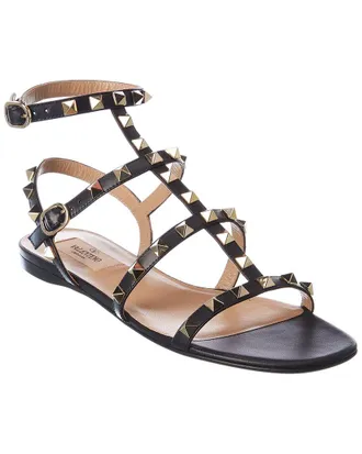 Valentino Rockstud Caged Leather Ankle Strap Sandal