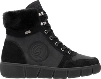 Remonte Zwarte Casual Enkellaarsjes voor Dames - Dames - Veterlaarzen - Zwart - 38 EU - Wol - Schoenen