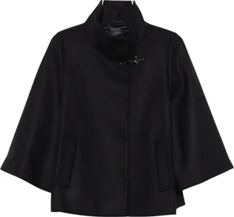 Fay High Collar Structured Black Jacket