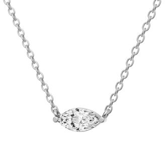 Diamond2Deal 14K White Gold 1/4 Ct Marquise Shape Lab Grown Diamond Solitaire Pendant Necklace