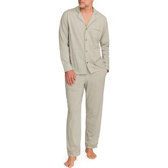 Petite Plume Geo Print Lightweight Pima Cotton Pajamas in Green at Nordstrom, Size X-Large