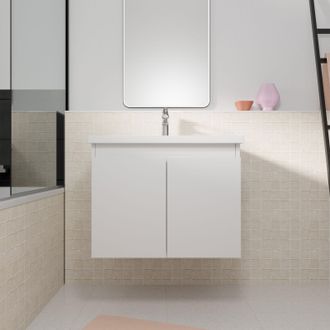Aurlane Mueble De Ba&ntilde;o Suspendido 60cm Blanco 2 Puertas Lavabo Blanco - Elementary