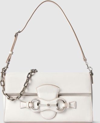 Gucci Horsebit Ristretto Medium Shoulder Bag, White, Leather