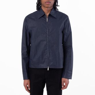 Ferragamo Blue Linen Blouson Jacket, Brand Size 50 ( US Size 40 )