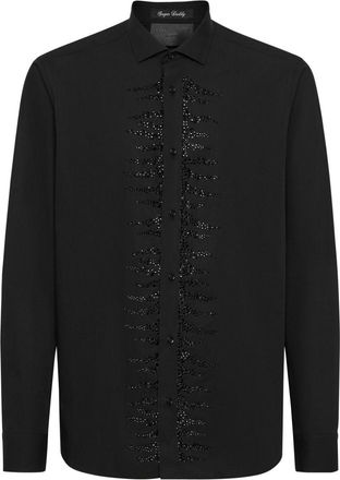Philipp Plein rhinestone-embellished cotton shirt - men - Cotton - XXXXL - Black