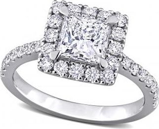 Allurez Princess Cut Lab Grown Diamond Engagement Ring 14K White Gold (2.00ct)