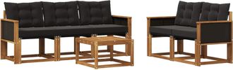 vidaXL Conjunto De Sof&aacute;s De Exterior 6 Uds. Natural Y Negro Vidaxl