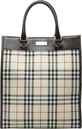 Burberry Beige Multi-Color Pvc Leather Handbag Tote Bag (Pre-Owned)