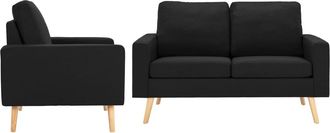 vidaXL Juego De Sof&aacute;s De 2 Piezas De Tela Negro Vidaxl