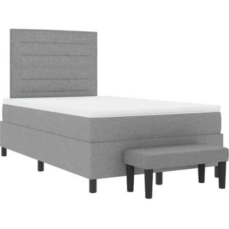 vidaXL Cama Tipo Box Spring Con Colch&oacute;n Gris Claro 120 X 200 Cm Tela Vidaxl