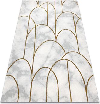 RugsX Rugsx - Alfombra Emerald Exclusivo 1016 Glamour, Elegante Art Deco, M&aacute;rmol Crema / Oro Beige 240x330 Cm