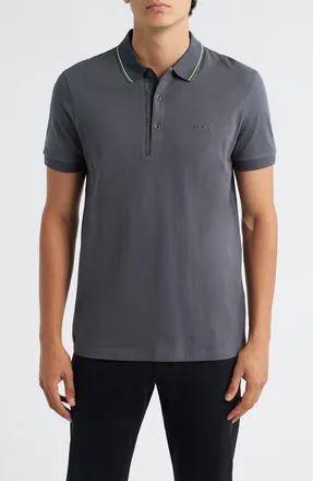 BOSS Paule Tipped Polo in Dark Grey at Nordstrom, Size Small