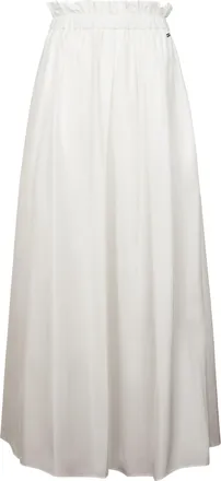 Herno Flowing White Skirt with Gathered Elastic Waistband
