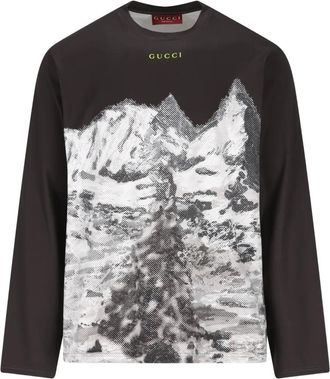 Gucci graphic-print long-sleeve T-shirt - men - Cotton - S - Black