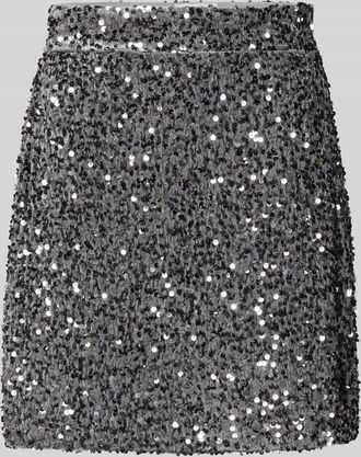 Vila High Waist Minirock mit Pailletten Modell FAITH in Silber, Größe L