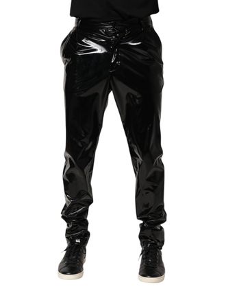 Dolce & Gabbana Glossy Polyester Trousers - Black