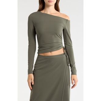 Lord & Taylor Cloud Off the Shoulder Drawstring Detail Top in Kambaba at Nordstrom, Size X-Large