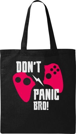 Generic Dont Panic Bro Broken Controller Gaming Graphic Natural Ecological Cotton Tote Bag Black