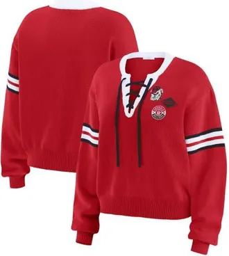 WEAR by Erin Andrews Womens WEAR by Erin Andrews Red Georgia Bulldogs Lace-Up Pullover Sweater at Nordstrom, Size Xx-Large