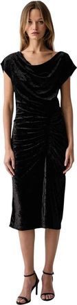 DKNY Gekreide Fluweel Jurk - Dames - Feestkleedjes - Zwart - 2XL - Leer - Kleedjes