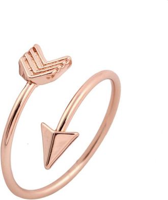 Generic Stainless Steel Ring For Men Fashionable Opening Jewelry Adjustable Couple Copper Ring Gift arrowhead Rings Silver Band (Rose Gold, One Size)